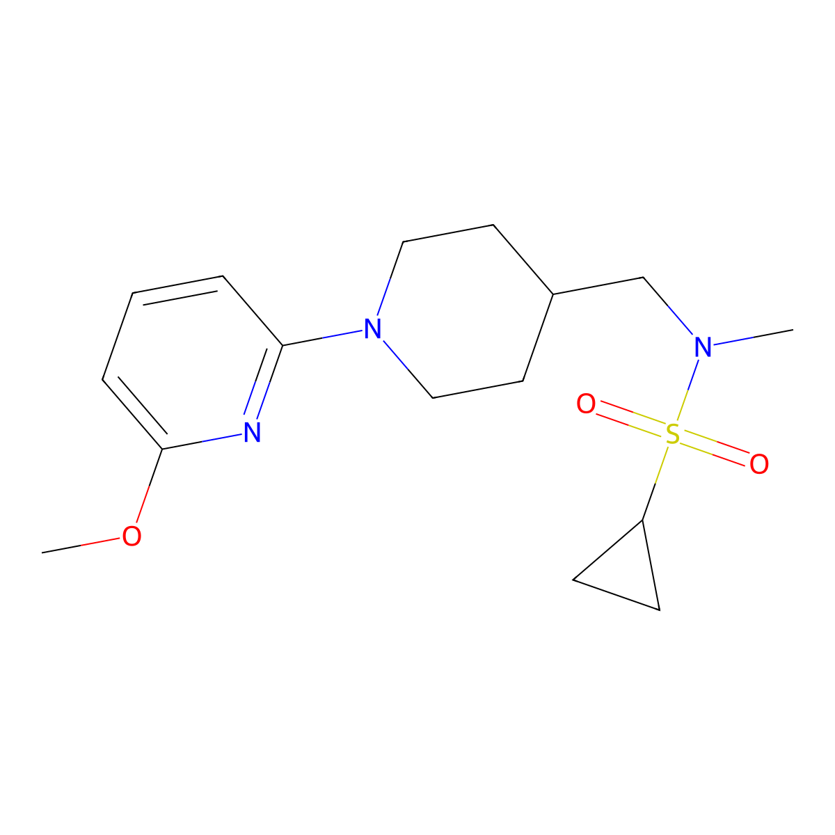 N-[[1-(6-methoxypyridin-2-yl)piperidin-4-yl]methyl]-N-methylcyclopropanesulfonamide molecular structure, CAS 2948493-21-6