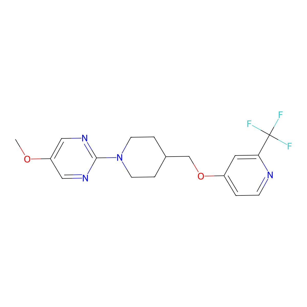 5-Methoxy-2-[4-[[2-(trifluoromethyl)pyridin-4-yl]oxymethyl]piperidin-1-yl]pyrimidine molecular structure, CAS 2948494-47-9