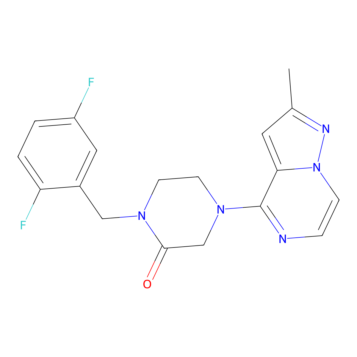 1-[(2,5-Difluorophenyl)methyl]-4-(2-methylpyrazolo[1,5-a]pyrazin-4-yl)piperazin-2-one molecular structure, CAS 2948495-52-9