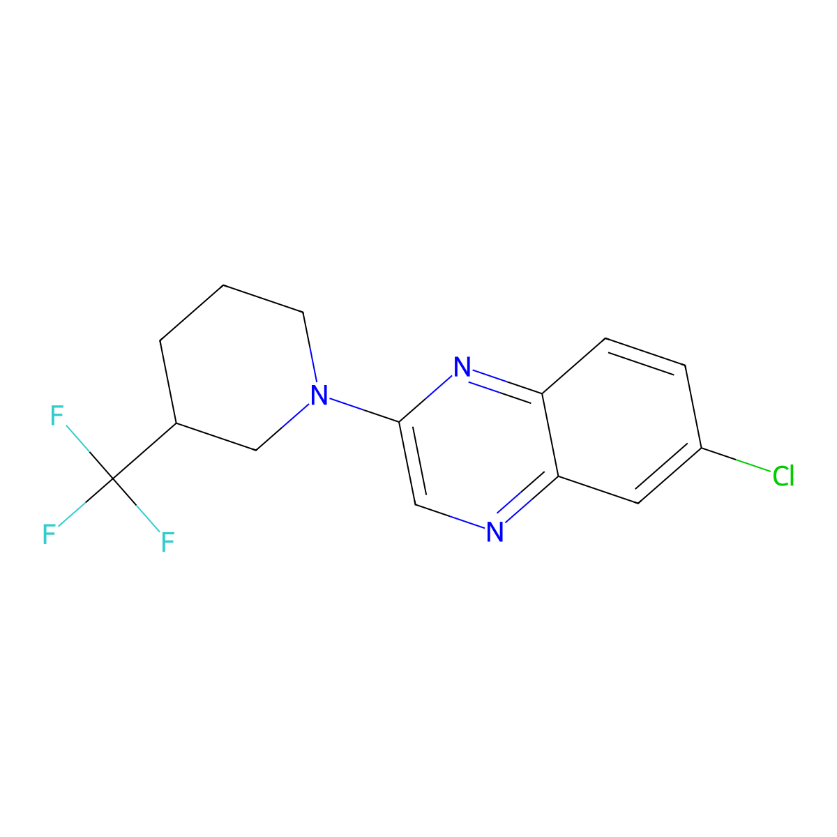 6-Chloro-2-[3-(trifluoromethyl)piperidin-1-yl]quinoxaline molecular structure, CAS 2948498-25-5