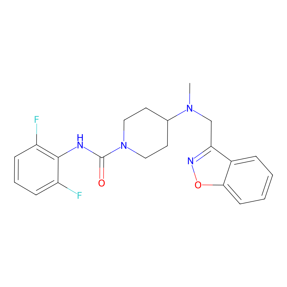 4-[1,2-benzoxazol-3-ylmethyl(methyl)amino]-N-(2,6-difluorophenyl)piperidine-1-carboxamide molecular structure, CAS 2948498-51-7
