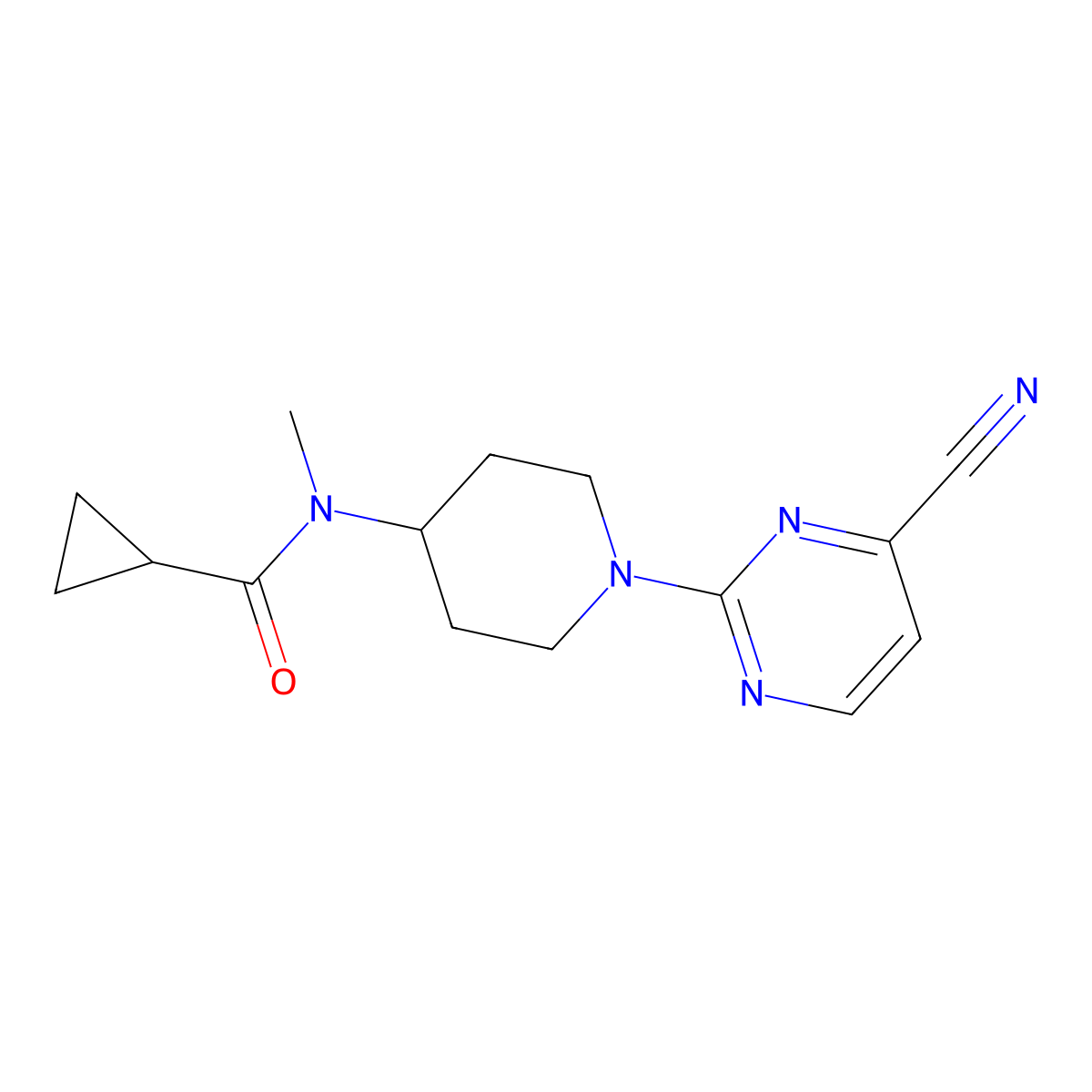 N-[1-(4-cyanopyrimidin-2-yl)piperidin-4-yl]-N-methylcyclopropanecarboxamide molecular structure, CAS 2948499-75-8