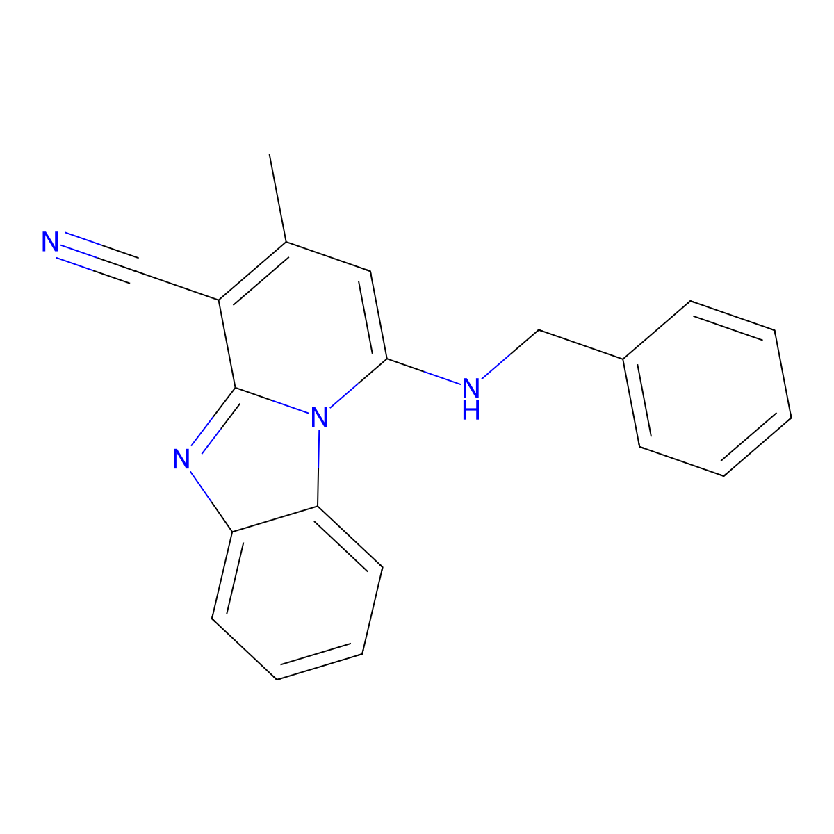 1-(Benzylamino)-3-methylpyrido[1,2-a]benzimidazole-4-carbonitrile molecular structure, CAS 294850-01-4