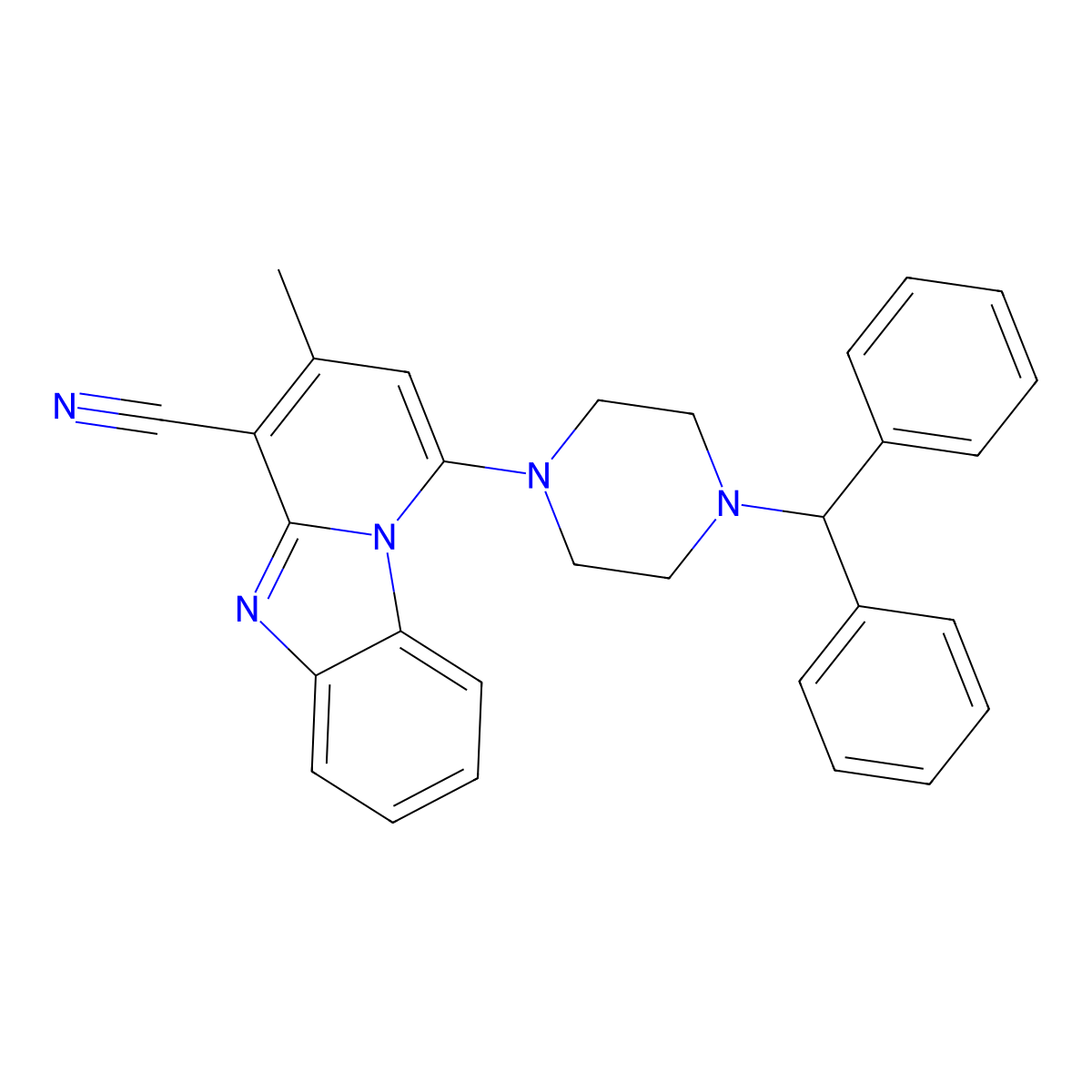1-(4-Benzhydrylpiperazin-1-yl)-3-methylpyrido[1,2-a]benzimidazole-4-carbonitrile molecular structure, CAS 294850-28-5