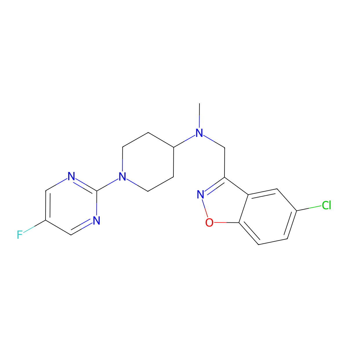 N-[(5-chloro-1,2-benzoxazol-3-yl)methyl]-1-(5-fluoropyrimidin-2-yl)-N-methylpiperidin-4-amine molecular structure, CAS 2948500-41-0