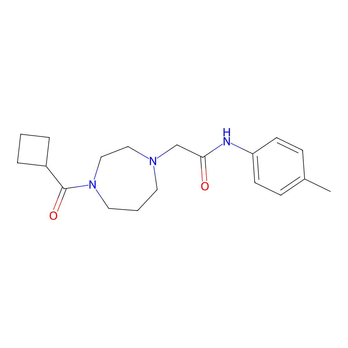 2-(4-cyclobutanecarbonyl-1,4-diazepan-1-yl)-N-(4-methylphenyl)acetamide molecular structure, CAS 2948501-96-8
