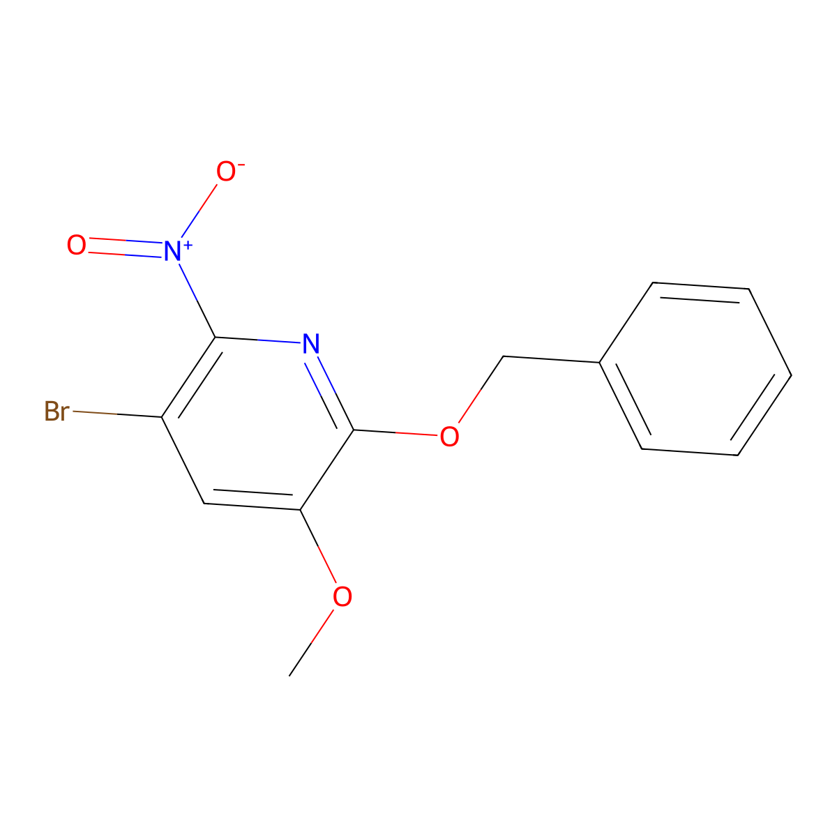 5-Bromo-3-methoxy-6-nitro-2-phenylmethoxypyridine molecular structure, CAS 2948502-11-0