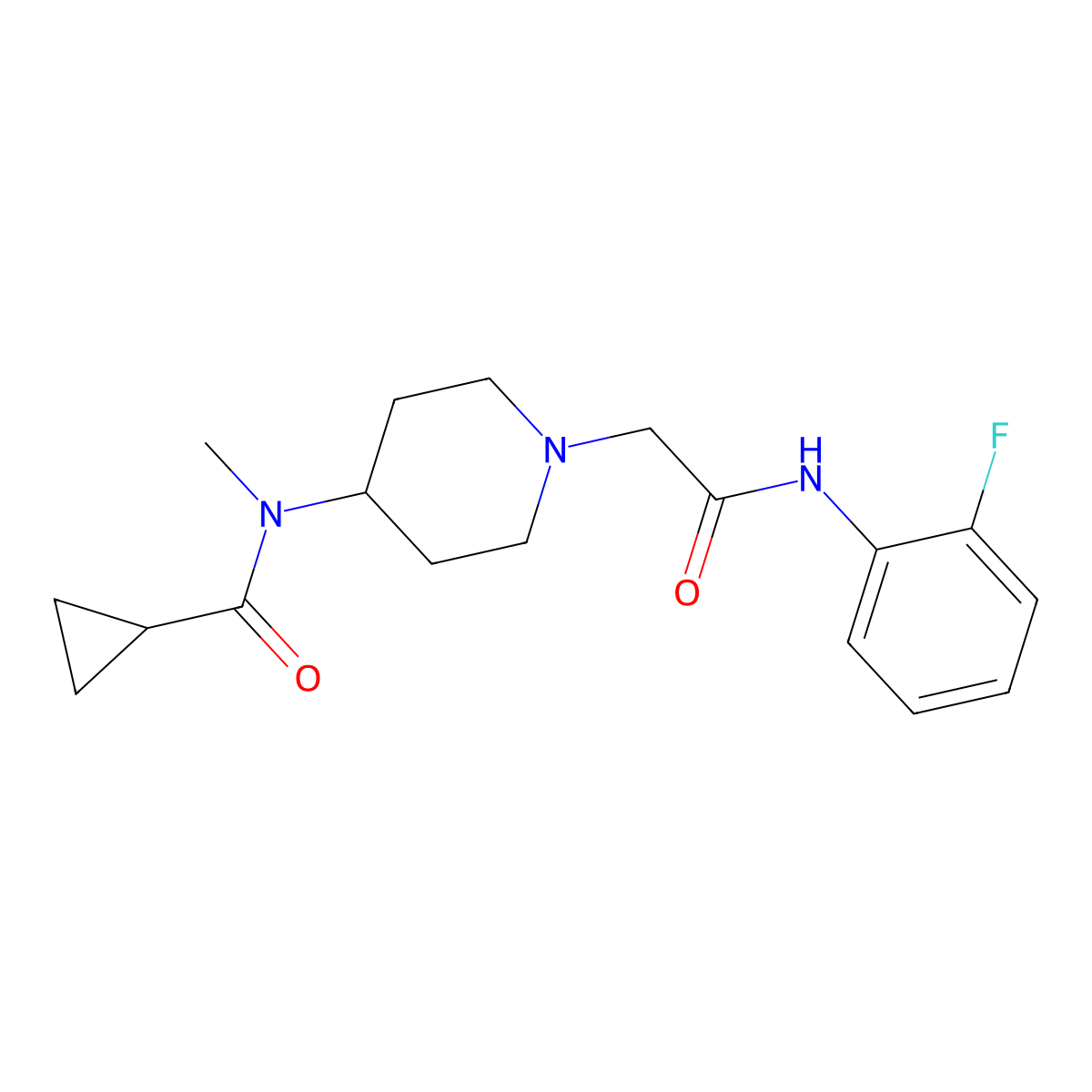 N-[1-[2-(2-fluoroanilino)-2-oxoethyl]piperidin-4-yl]-N-methylcyclopropanecarboxamide molecular structure, CAS 2948503-67-9