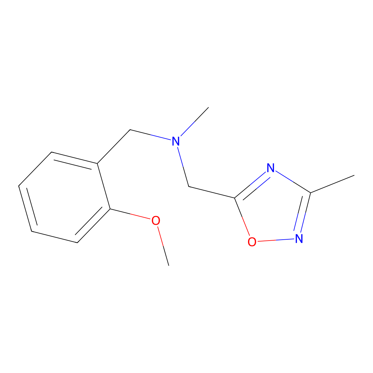 1-(2-methoxyphenyl)-N-methyl-N-[(3-methyl-1,2,4-oxadiazol-5-yl)methyl]methanamine molecular structure, CAS 2948505-07-3