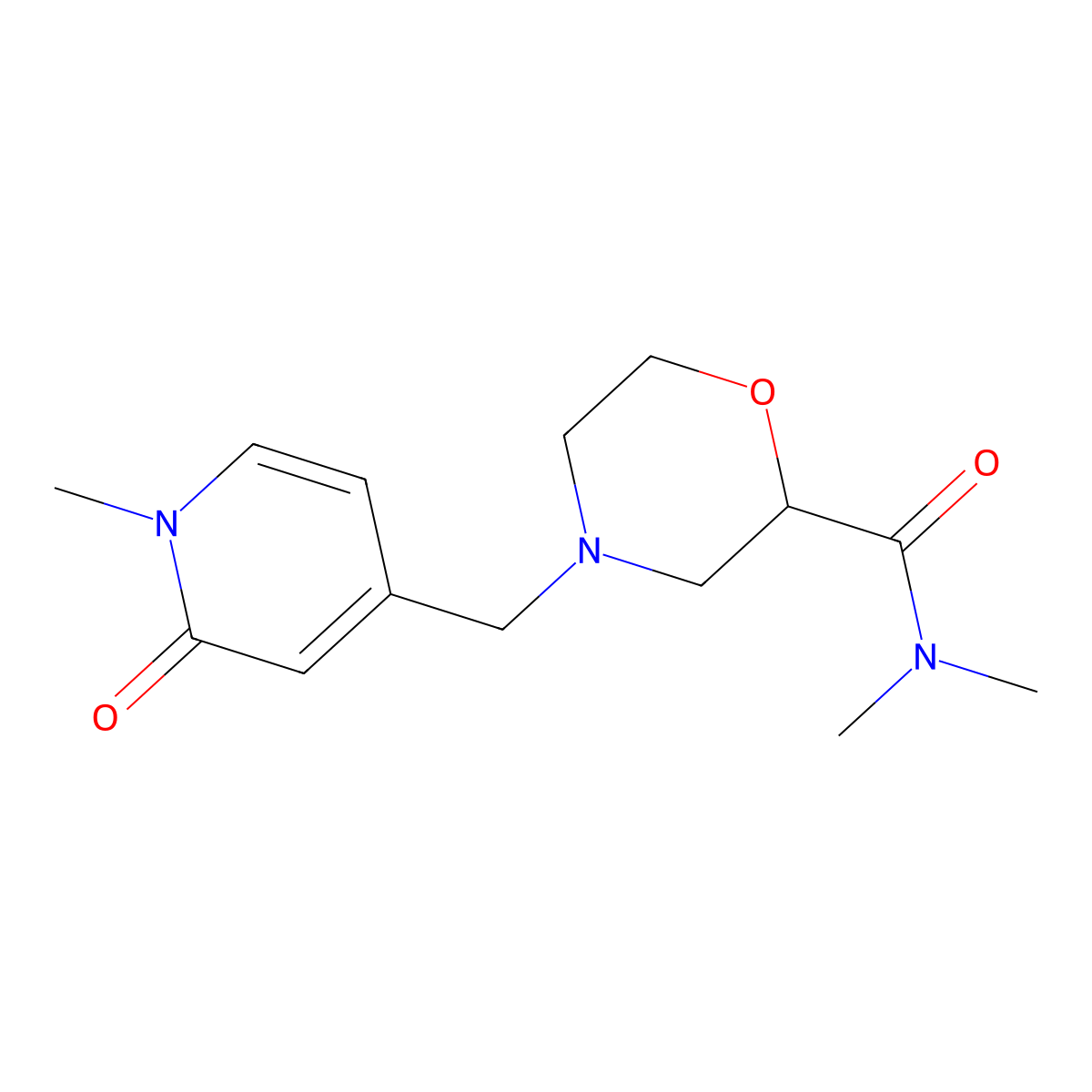 N,N-dimethyl-4-[(1-methyl-2-oxopyridin-4-yl)mezyl]morpholine-2-carboxamide molecular structure, CAS 2948510-25-4