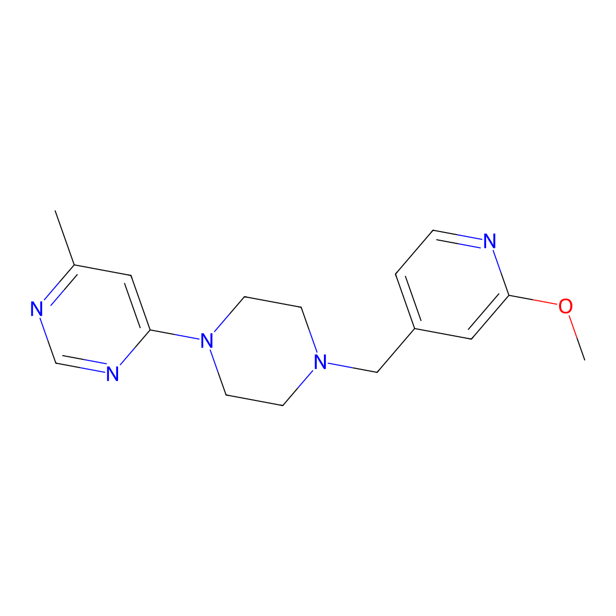 4-[4-[(2-Methoxypyridin-4-yl)methyl]piperazin-1-yl]-6-methylpyrimidine molecular structure, CAS 2948515-23-7