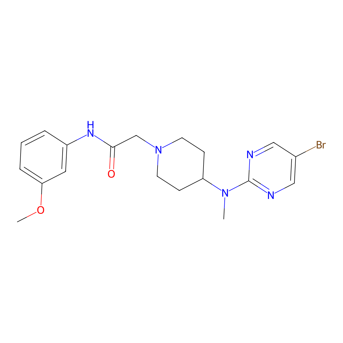 2-[4-[(5-bromopyrimidin-2-yl)-methylamino]piperidin-1-yl]-N-(3-methoxyphenyl)acetamide molecular structure, CAS 2948515-61-3