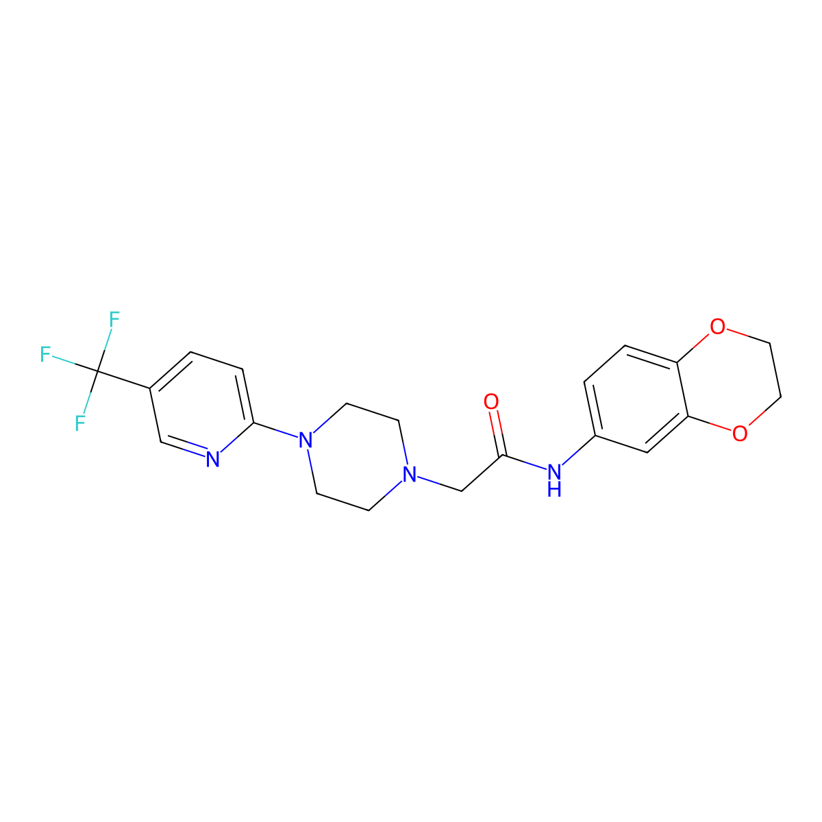 N-(2,3-dihydro-1,4-benzodioxin-6-yl)-2-[4-[5-(trifluorome+)pyridin-2-yl]piperazin-1-yl]acetamide molecular structure, CAS 2948516-50-3