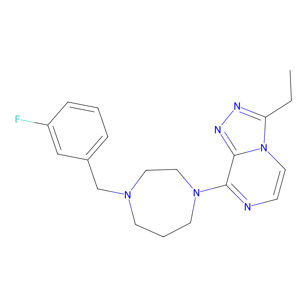 3-Ethyl-8-[4-[(3-fluorophenyl)methyl]-1,4-diazepan-1-yl]-[1,2,4]triazolo[4,3-a]pyrazine molecular structure, CAS 2948516-93-4
