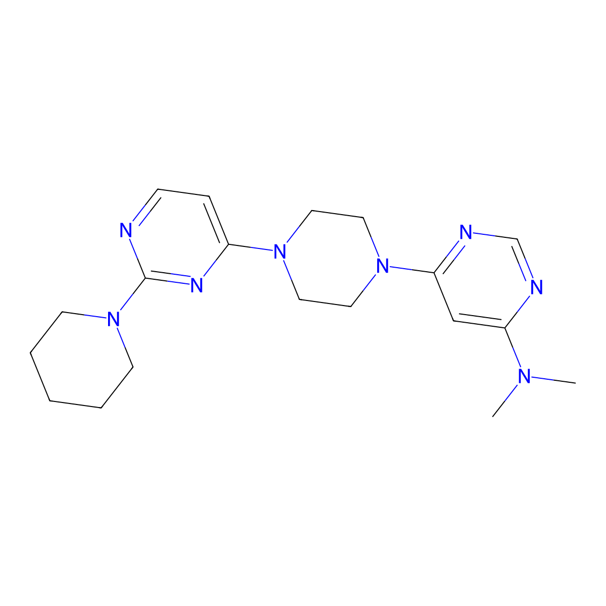 N,N-dimethyl-6-[4-(2-piperidin-1-ylpyrimidin-4-yl)piperazin-1-yl]pyrimidin-4-amine molecular structure, CAS 2948517-36-8