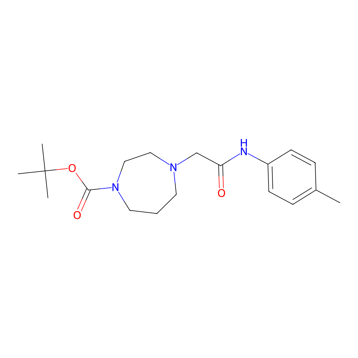 Tert-butyl 4-{[(4-methylphenyl)carbamoyl]methyl}-1,4-diazepane-1-carboxylate molecular structure, CAS 2948520-44-1