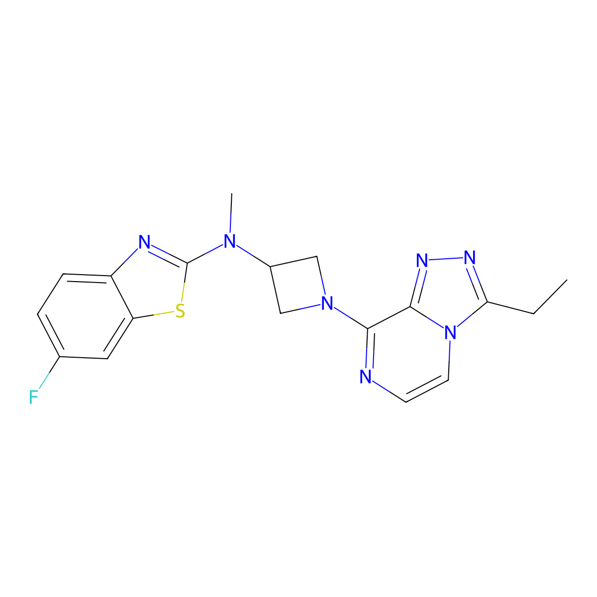 N-[1-(3-ethyl-[1,2,4]triazolo[4,3-a]pyrazin-8-yl)azetidin-3-yl]-6-fluoro-N-methyl-1,3-benzothiazol-2-amine molecular structure, CAS 2948521-43-3
