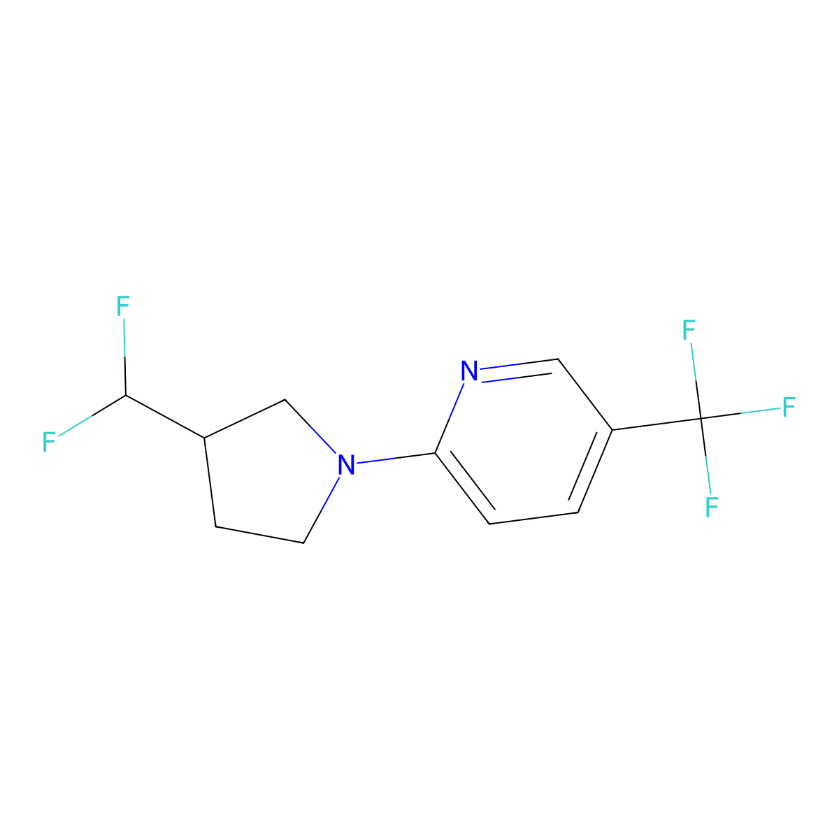 2-[3-(Difluoromethyl)pyrrolidin-1-yl]-5-(trifluorome+)pyridine molecular structure, CAS 2948522-15-2