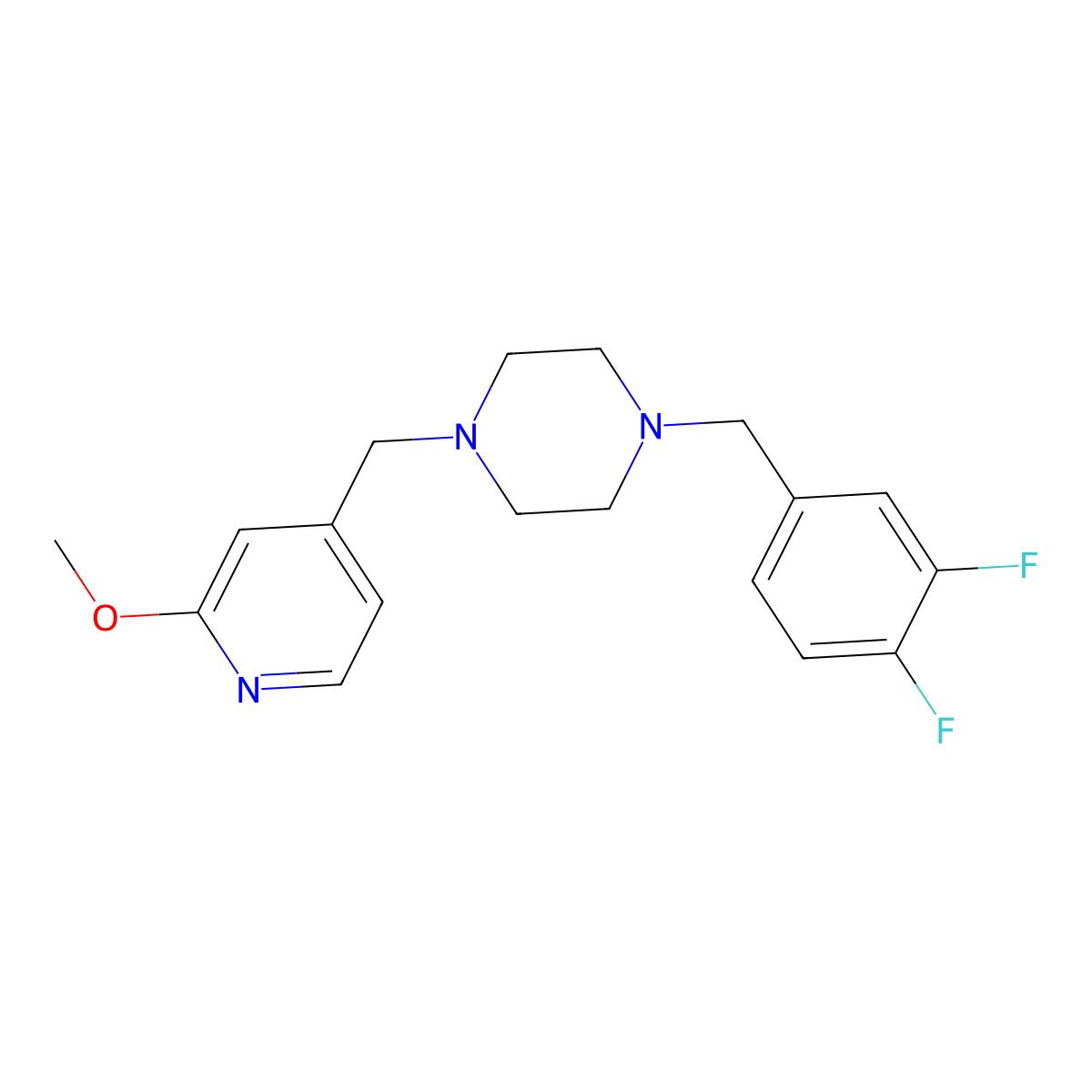 1-[(3,4-Difluorophenyl)methyl]-4-[(2-methoxypyridin-4-yl)methyl]piperazine molecular structure, CAS 2948524-68-1