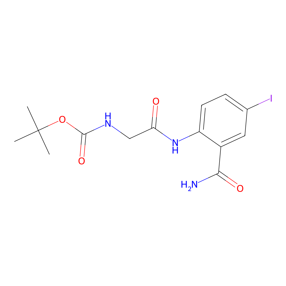 tert-butyl N-{[(2-carbamoyl-4-iodophenyl)carbamoyl]methyl}carbamate molecular structure, CAS 2948524-82-9