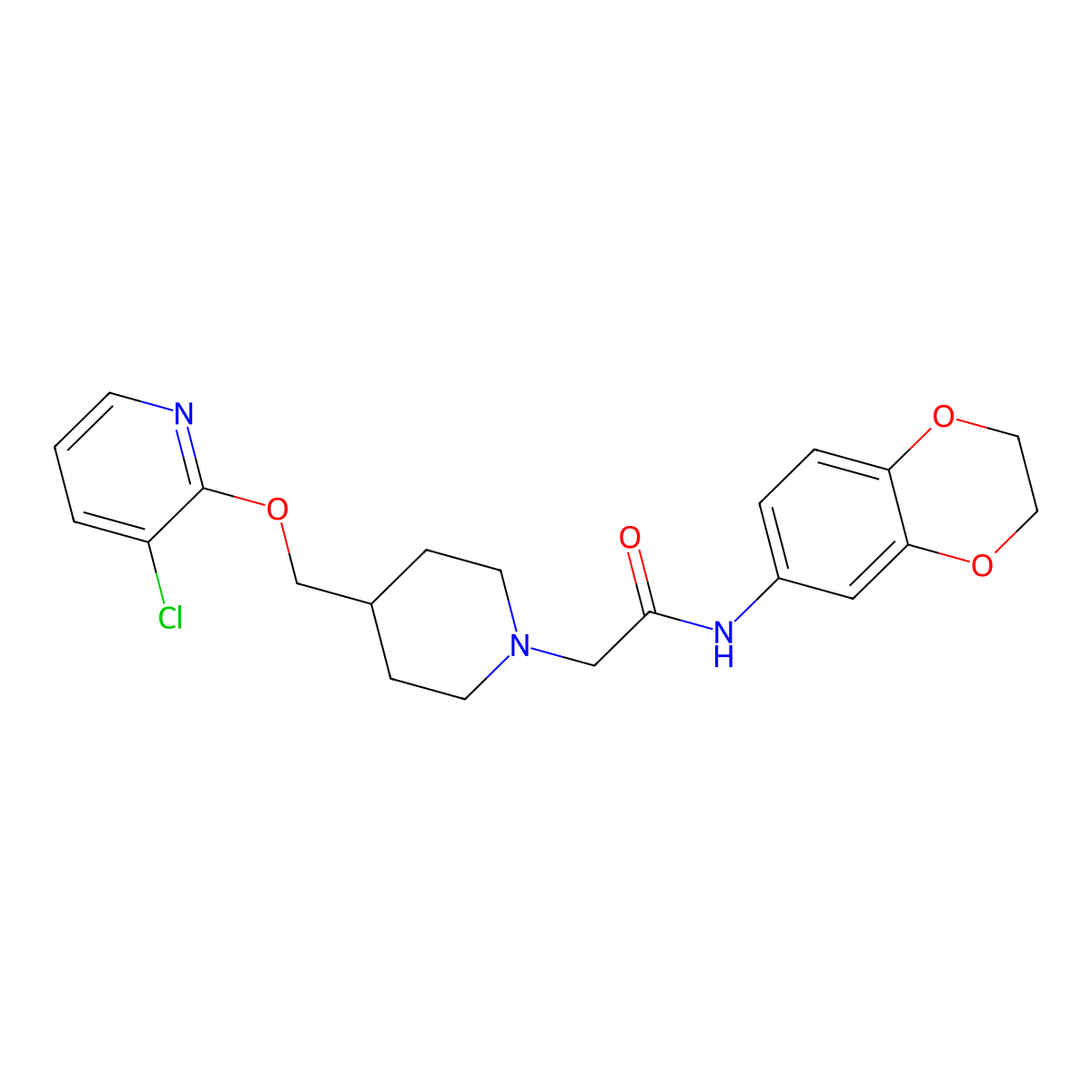 2-[4-[(3-chloropyridin-2-yl)oxymethyl]piperidin-1-yl]-N-(2,3-dihydro-1,4-benzodioxin-6-yl)acetamide molecular structure, CAS 2948527-07-7