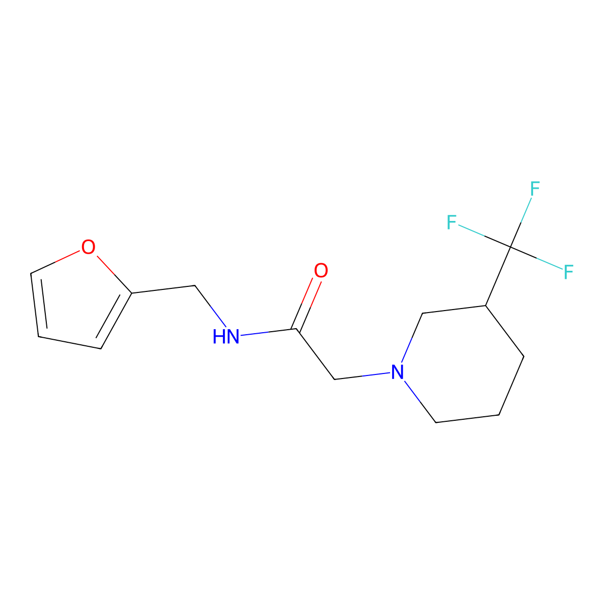 N-(furan-2-ylmethyl)-2-[3-(fluoromethyl)piperidin-1-yl]acetamide molecular structure, CAS 2948527-41-9