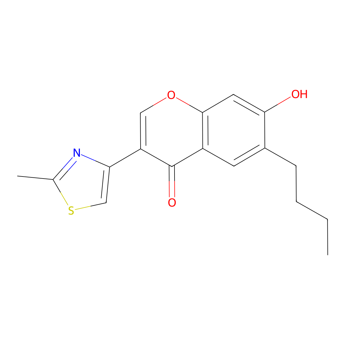 6-butyl-7-hydroxy-3-(2-methyl-1,3-thiazol-4-yl)-4H-chromen-4-one molecular structure, CAS 294853-21-7