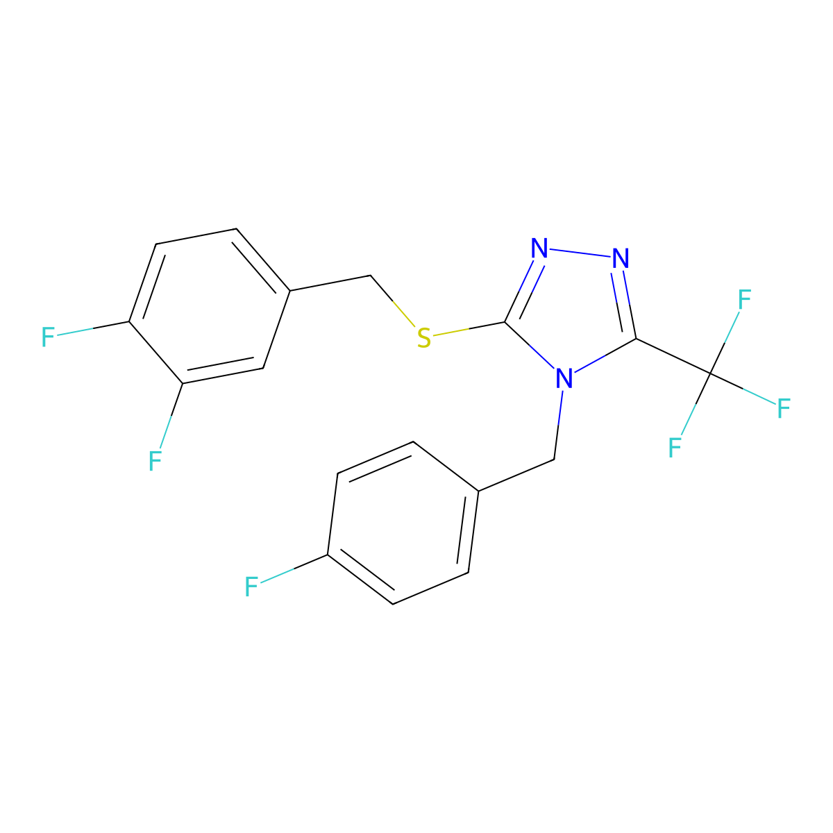 3-[(3,4-difluorobenzyl)sulfanyl]-4-(4-fluorobenzyl)-5-(trifluoromethyl)-4H-1,2,4-triazole molecular structure, CAS 294853-24-0