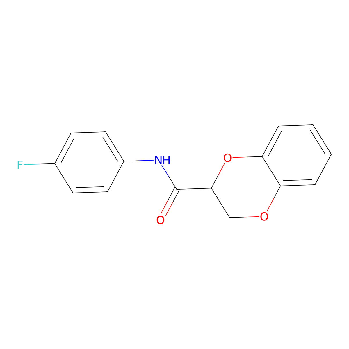 N-(4-fluorophenyl)-2,3-dihydro-1,4-benzodioxine-2-carboxamide molecular structure, CAS 294853-27-3