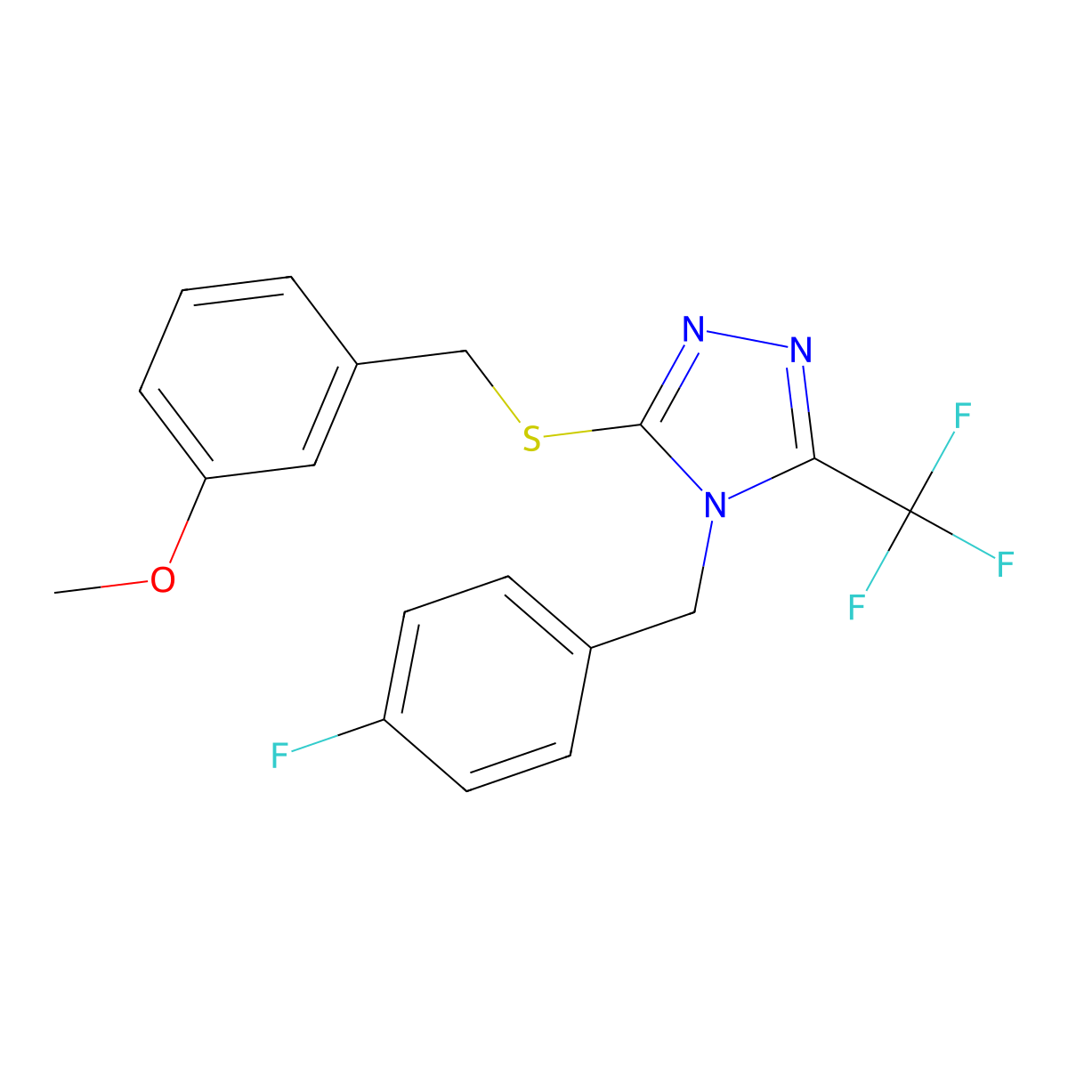 4-(4-fluorobenzyl)-3-[(3-methoxybenzyl)sulfanyl]-5-(trifluoromethyl)-4H-1,2,4-triazole molecular structure, CAS 294853-33-1