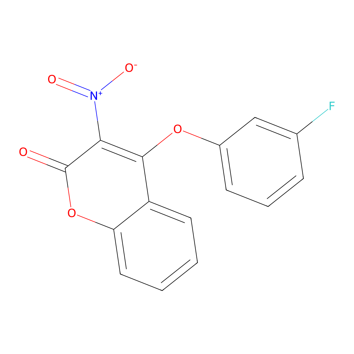 4-(3-fluorophenoxy)-3-nitro-2H-chromen-2-one molecular structure, CAS 294853-47-7