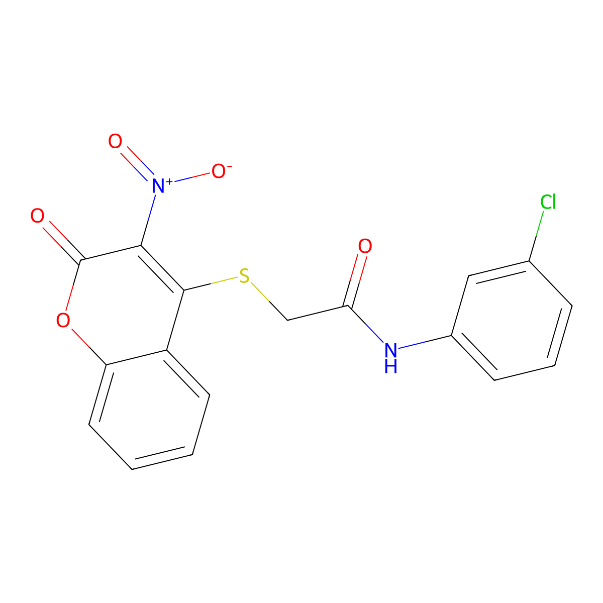 N-(3-chlorophenyl)-2-[(3-nitro-2-oxo-2H-chromen-4-yl)sulfanyl]acetamide molecular structure, CAS 294853-58-0