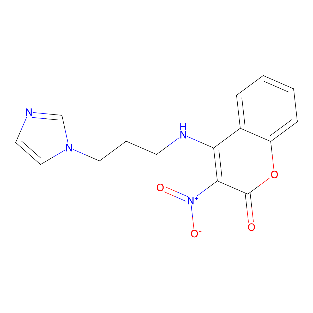 4-{[3-(1H-imidazol-1-yl)propyl]amino}-3-nitro-2H-chromen-2-one molecular structure, CAS 294853-70-6