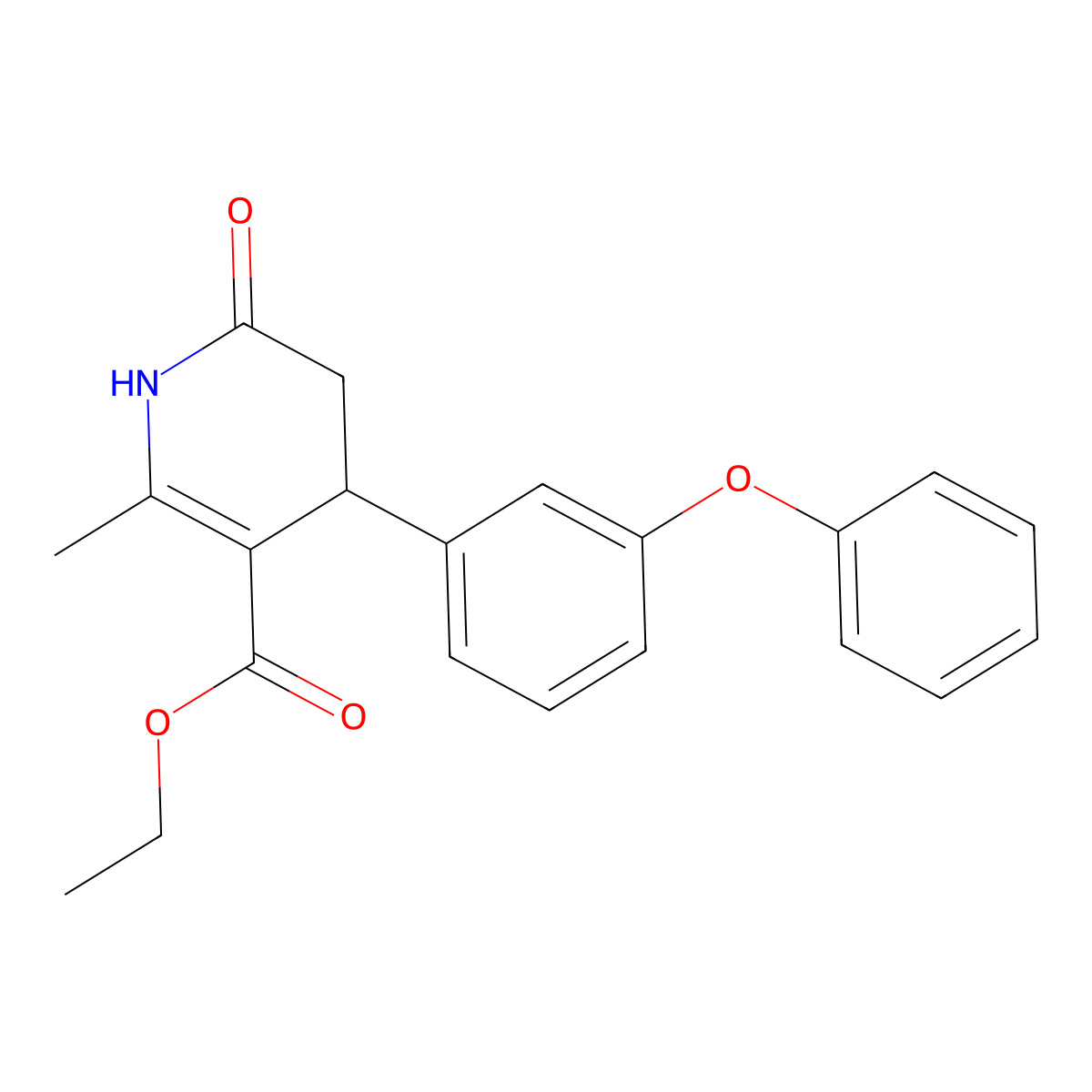 Ethyl 2-methyl-6-oxo-4-(3-phenoxyphenyl)-1,4,5,6-tetrahydropyridine-3-carboxylate molecular structure, CAS 294853-71-7