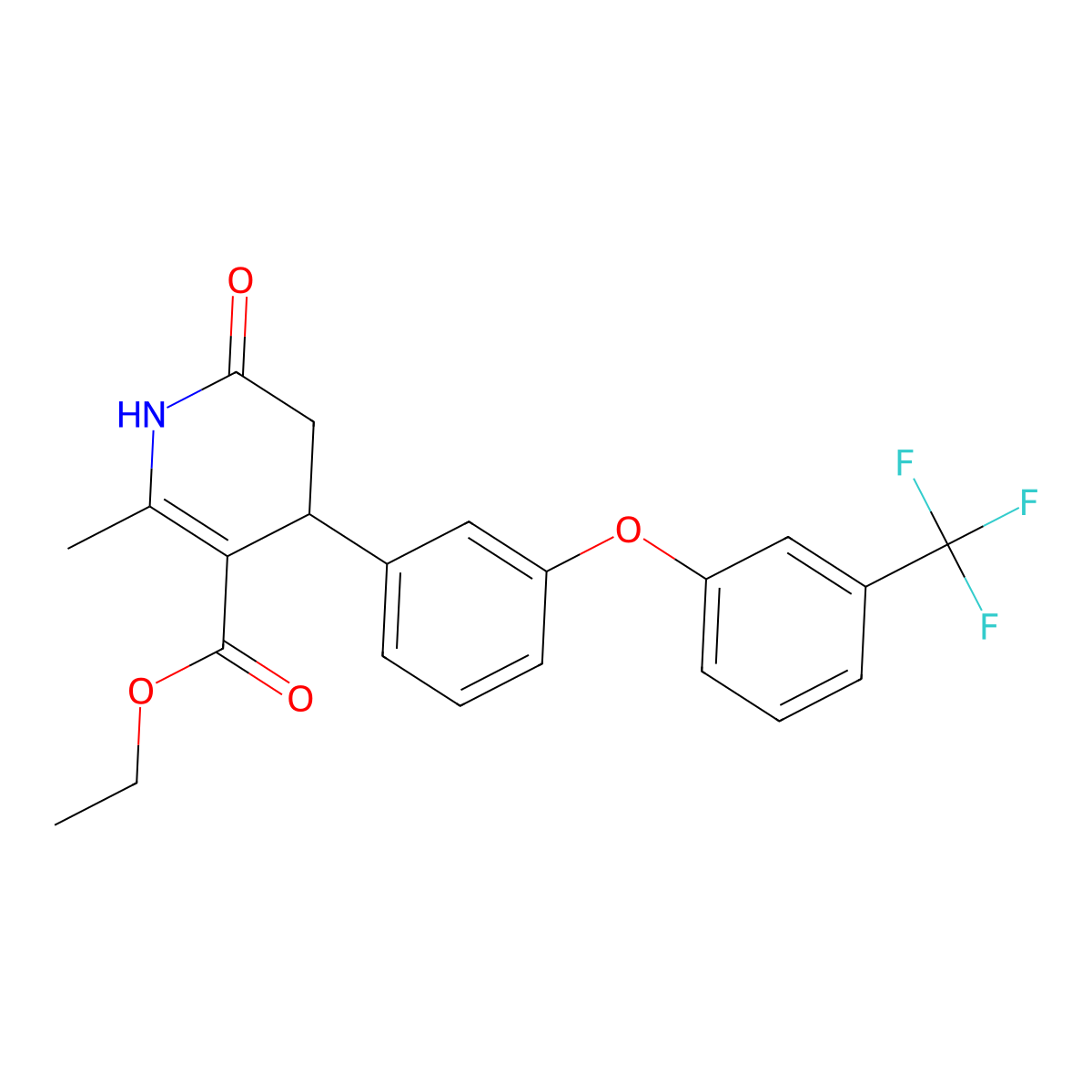 Ethyl 2-methyl-6-oxo-4-{3-[3-(trifluoromethyl)phenoxy]phenyl}-1,4,5,6-tetrahydro-3-pyridinecarboxylate molecular structure, CAS 294853-80-8
