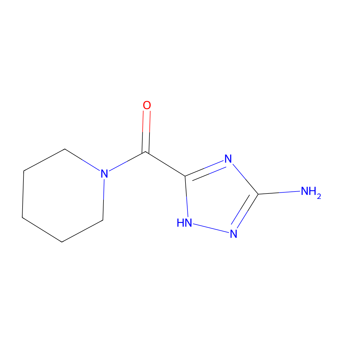 (5-Amino-1H-1,2,4-triazol-3-yl)(piperidin-1-yl)methanone molecular structure, CAS 294853-92-2