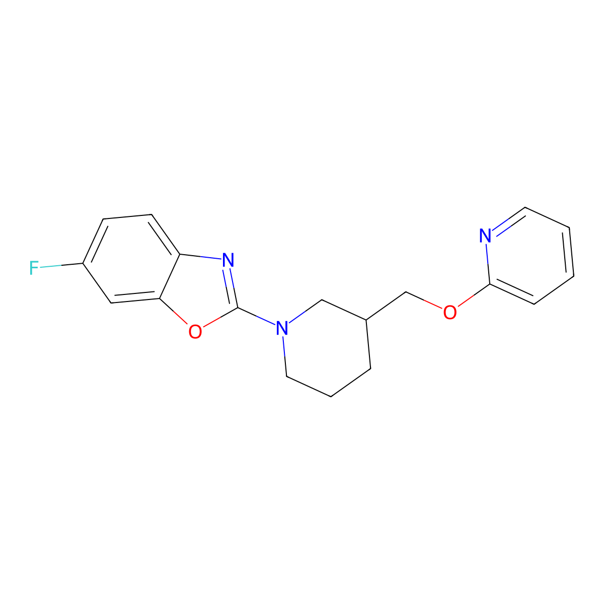6-Fluoro-2-[3-(pyridin-2-yloxymethyl)piperidin-1-yl]-1,3-benzoxazole molecular structure, CAS 2948534-13-0