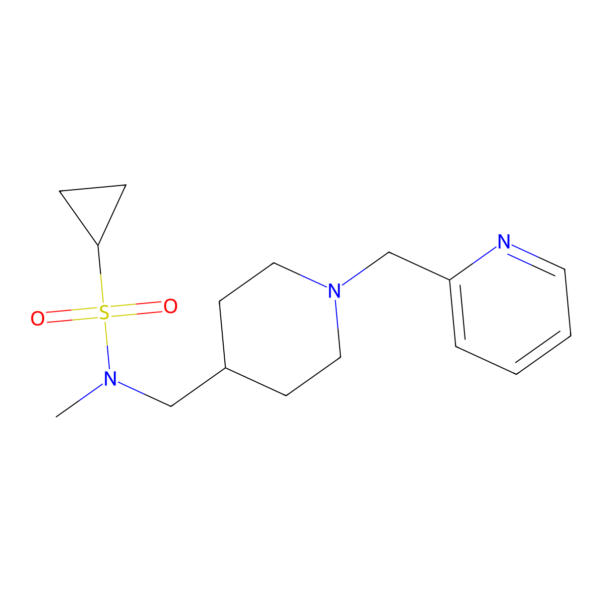 N-methyl-N-({1-[(pyridin-2-yl)methyl]piperidin-4-yl}methyl)cyclopropanesulfonamide molecular structure, CAS 2948534-61-8