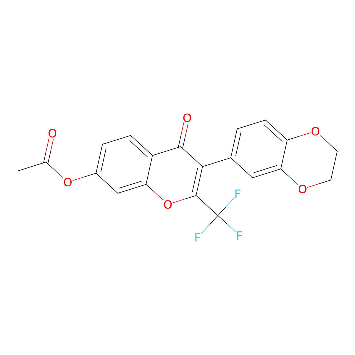 [3-(2,3-Dihydro-1,4-benzodioxin-6-yl)-4-oxo-2-(trifluoromethyl)chromen-7-yl] acetate molecular structure, CAS 294854-33-4