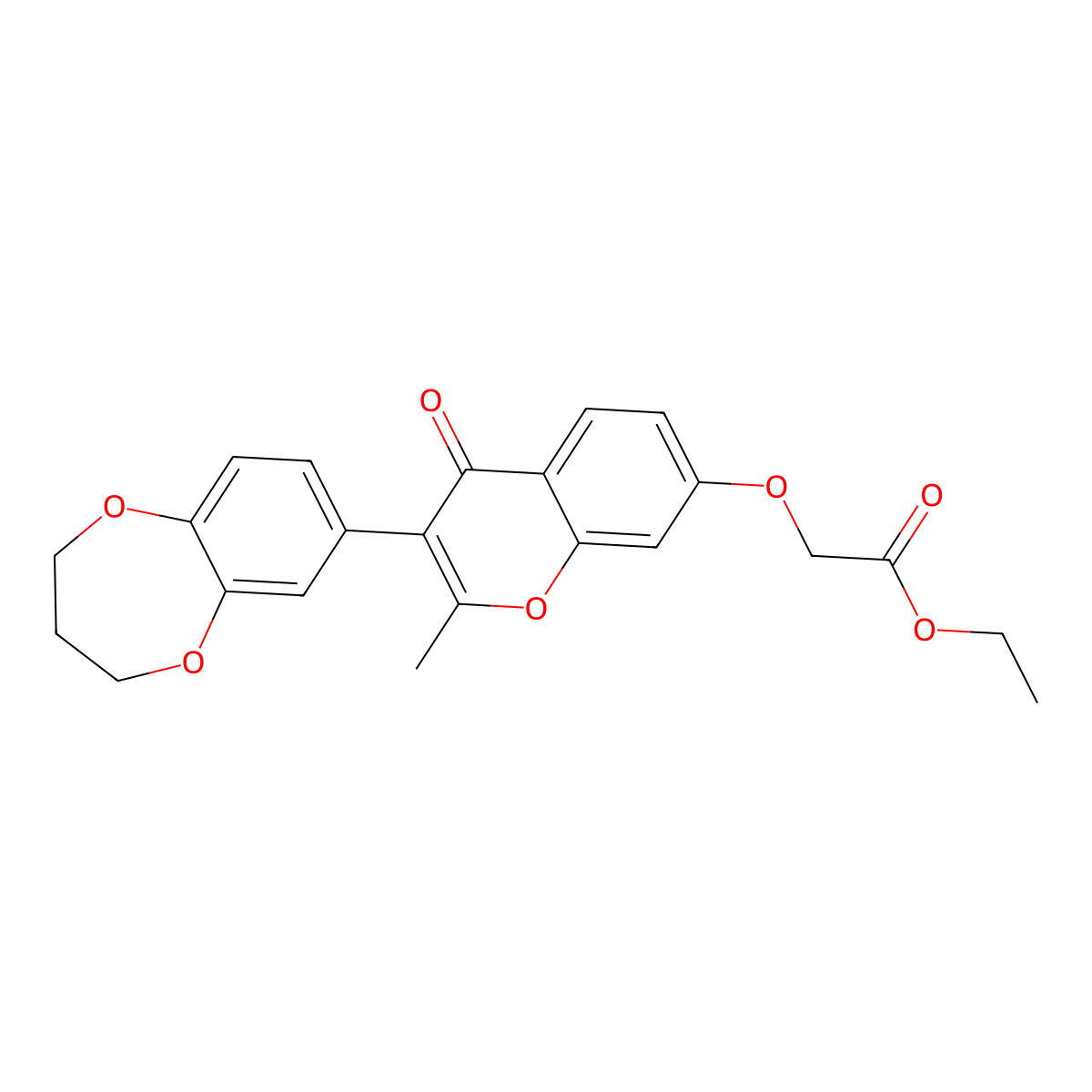 ethyl {[3-(3,4-dihydro-2H-1,5-benzodioxepin-7-yl)-2-methyl-4-oxo-4H-chromen-7-yl]oxy}acetate molecular structure, CAS 294854-66-3