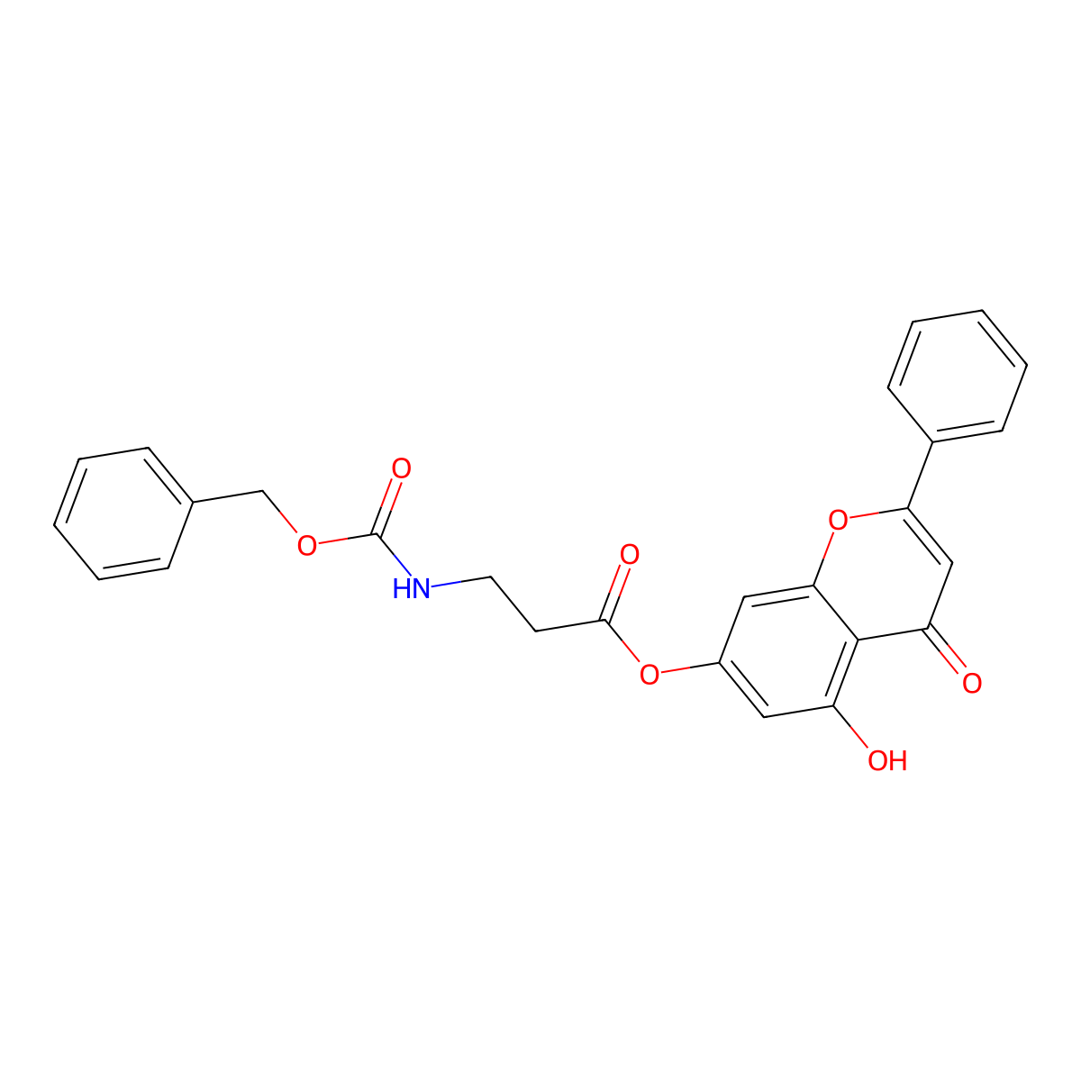5-hydroxy-4-oxo-2-phenyl-4H-chromen-7-yl N-[(benzyloxy)carbonyl]-beta-alaninate molecular structure, CAS 294854-85-6