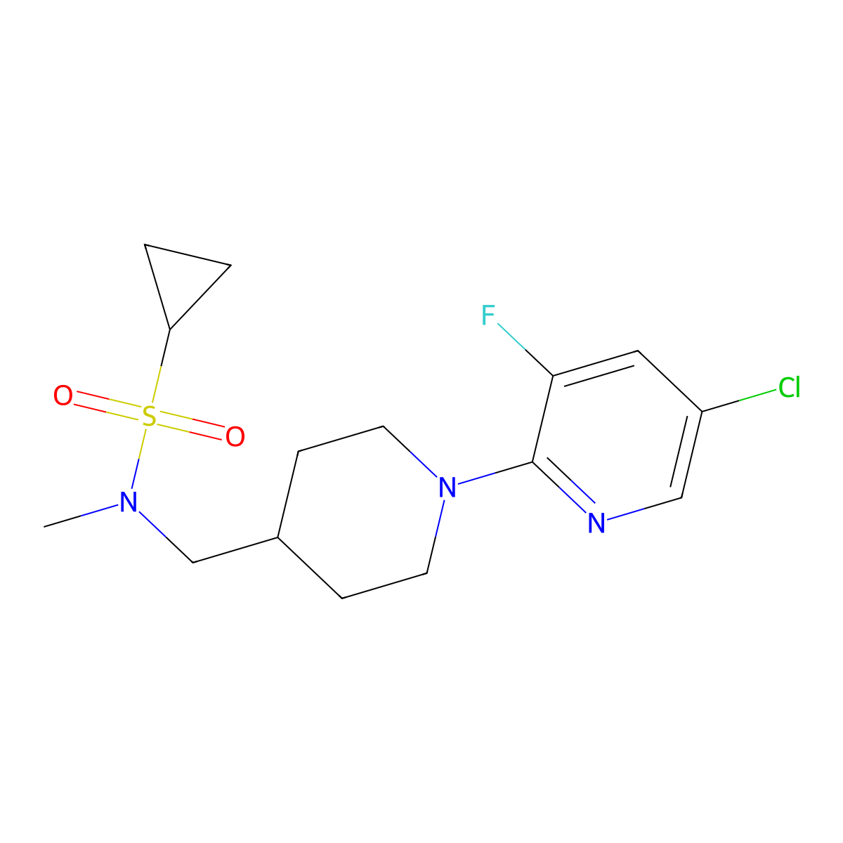 N-[[1-(5-chloro-3-fluoropyridin-2-yl)piperidin-4-yl]methyl]-N-methylcyclopropanesulfonamide molecular structure, CAS 2948541-67-9