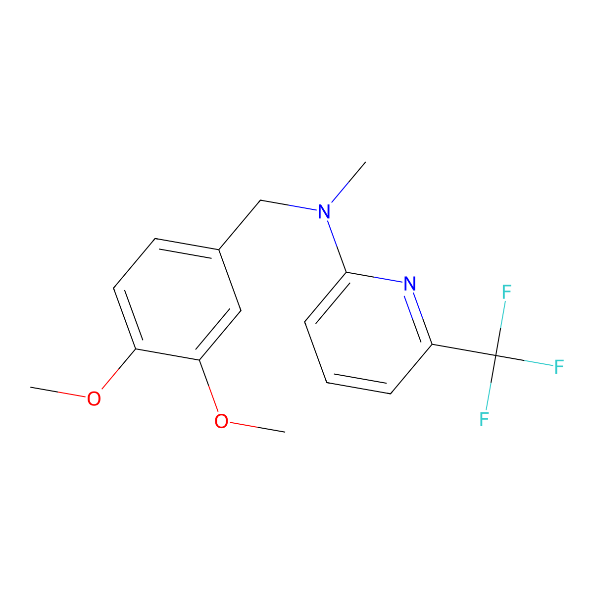 N-[(3,4-dimethoxyphenyl)methyl]-N-methyl-6-(trifluoromethyl)pyridin-2-amine molecular structure, CAS 2948542-56-9