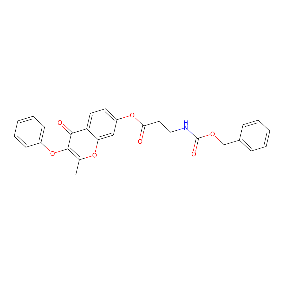 2-methyl-4-oxo-3-phenoxy-4H-chromen-7-yl N-[(benzyloxy)carbonyl]-beta-alaninate molecular structure, CAS 294855-03-1