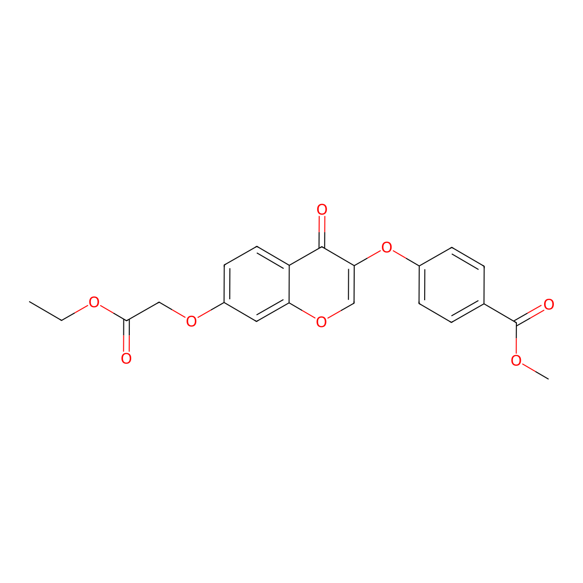 Ethyl 2-{3-[4-(methoxycarbonyl)phenoxy]-4-oxochromen-7-yloxy}acetate molecular structure, CAS 294855-15-5