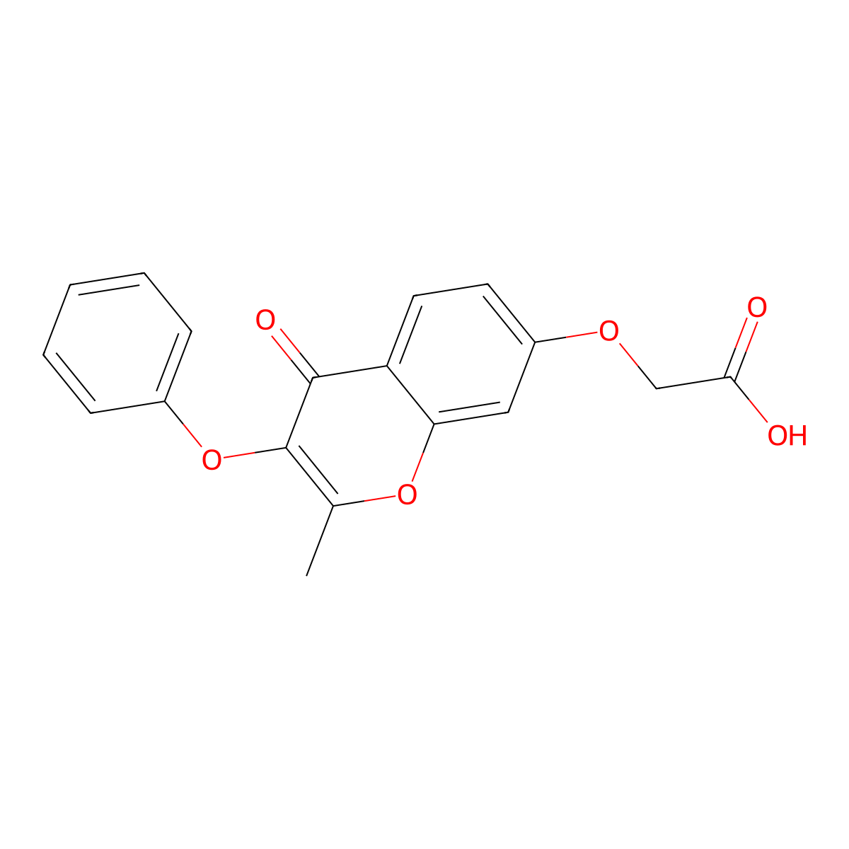 2-(2-Methyl-4-oxo-3-phenoxychromen-7-yloxy)acetic acid molecular structure, CAS 294855-19-9