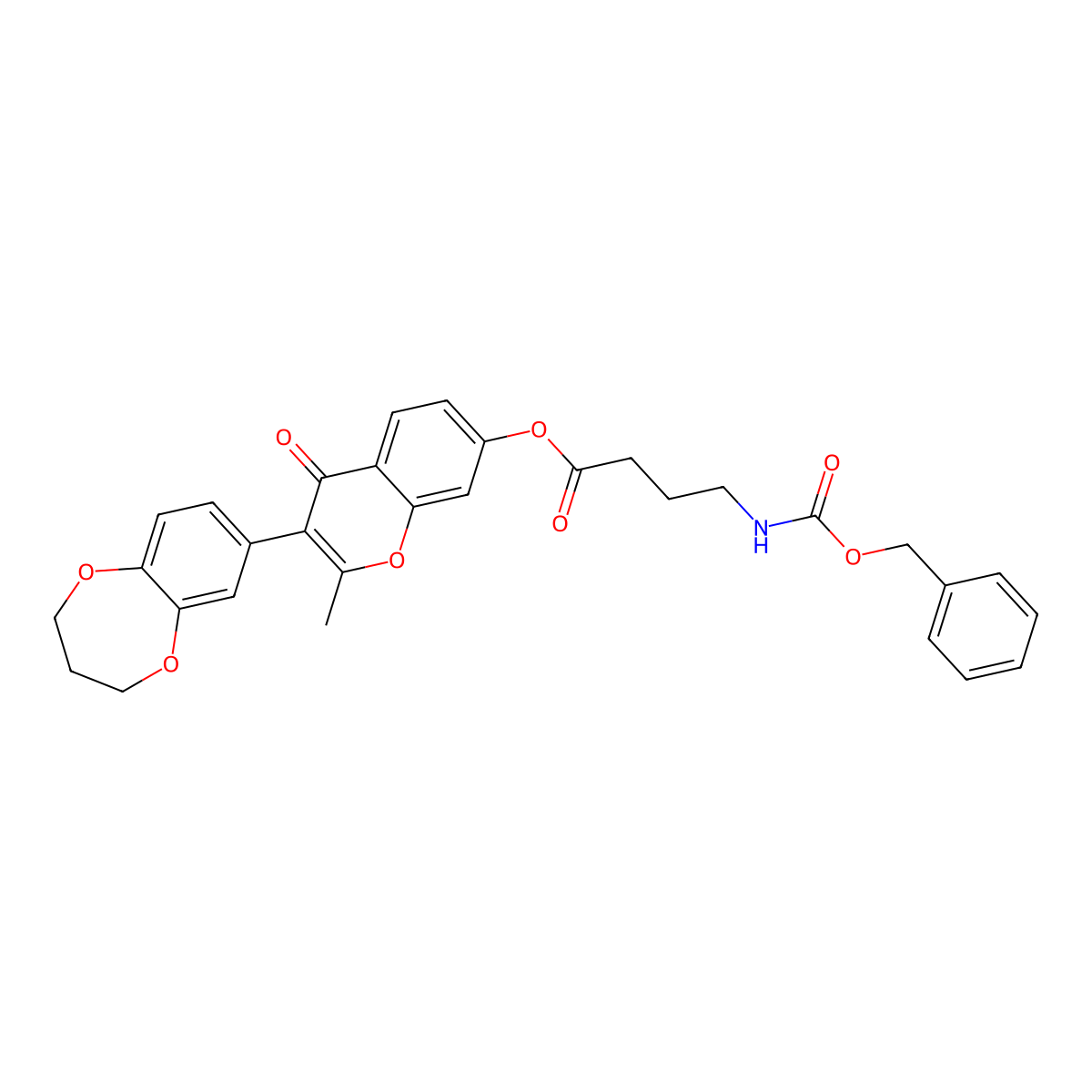 3-(3,4-dihydro-2H-1,5-benzodioxepin-7-yl)-2-methyl-4-oxo-4H-chromen-7-yl 4-{[(benzyloxy)carbonyl]amino}butanoate molecular structure, CAS 294855-25-7