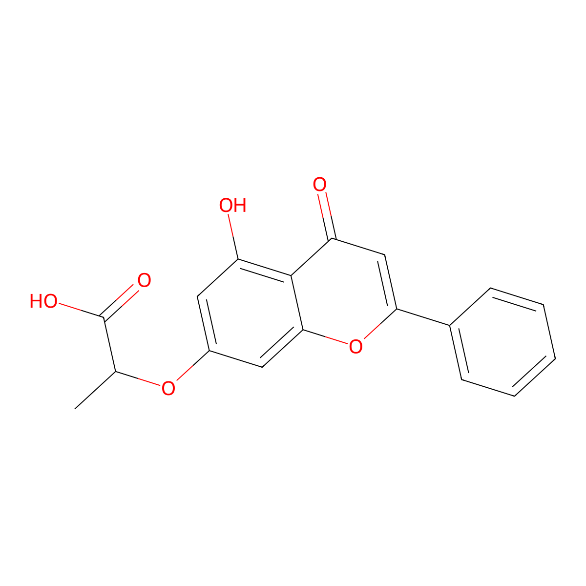 2-(5-Hydroxy-4-oxo-2-phenylchromen-7-yl)oxypropanoic acid molecular structure, CAS 294855-29-1