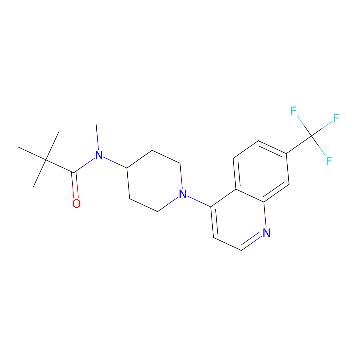 N,2,2-trimethyl-N-[1-[7-(trifluoromethyl)quinolin-4-yl]piperidin-4-yl]propanamide molecular structure, CAS 2948550-06-7