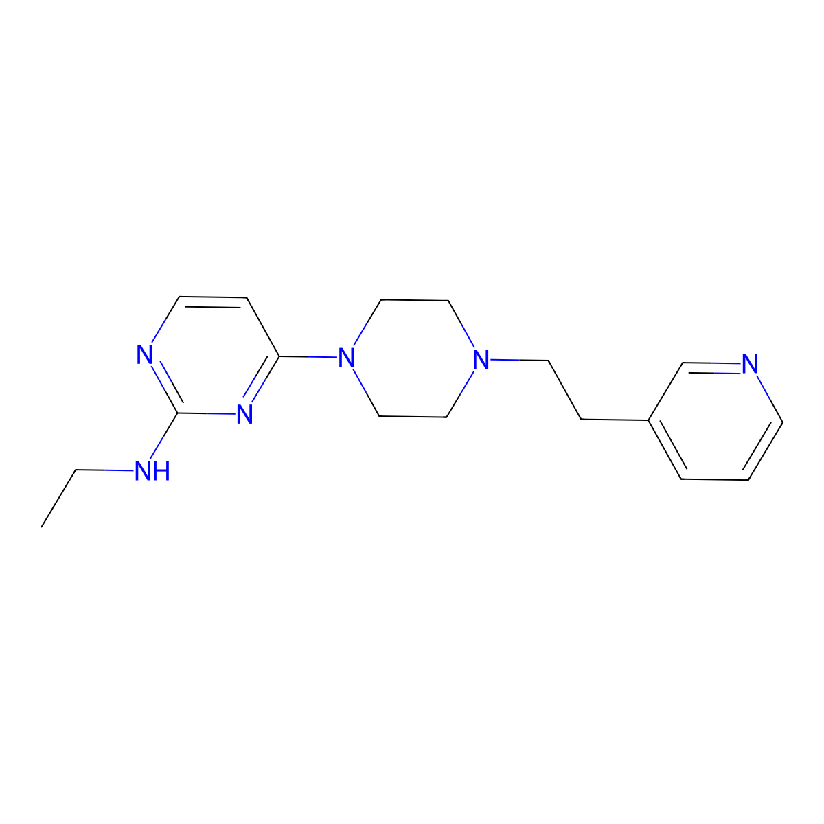 N-ethyl-4-[4-(2-pyridin-3-ylethyl)piperazin-1-yl]pyrimidin-2-amine molecular structure, CAS 2948550-21-6